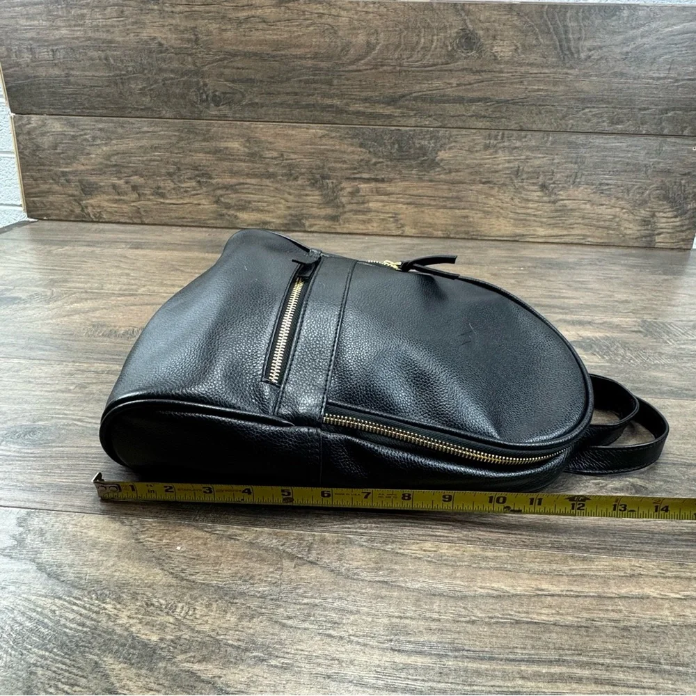 Classic Black Leather Backpack with Gold Hardware